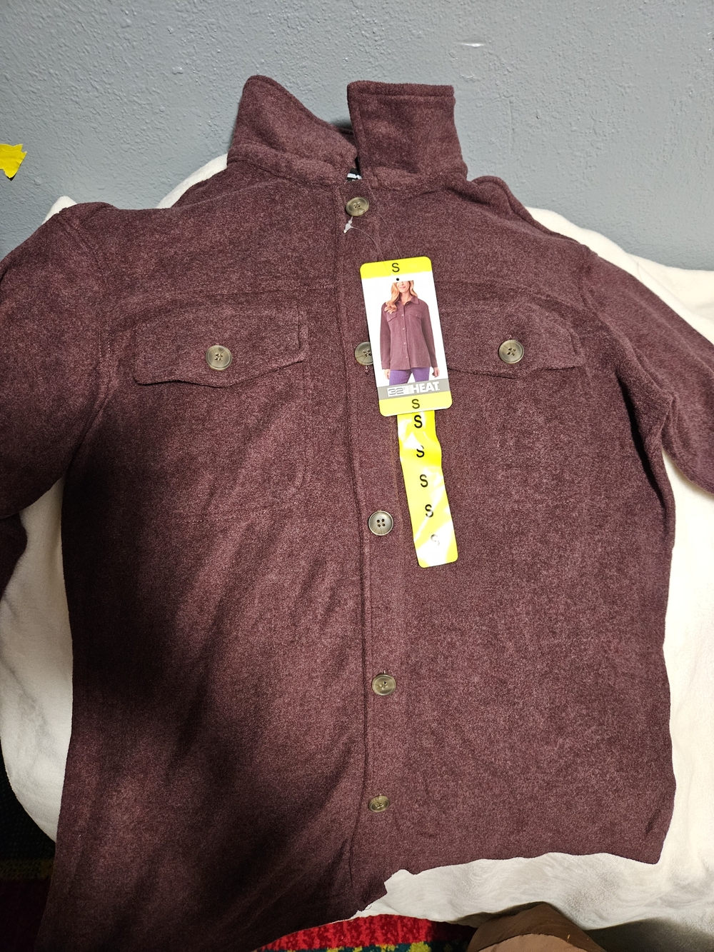 32 Degrees Women's Maroon Button-Front Fleece Jacket